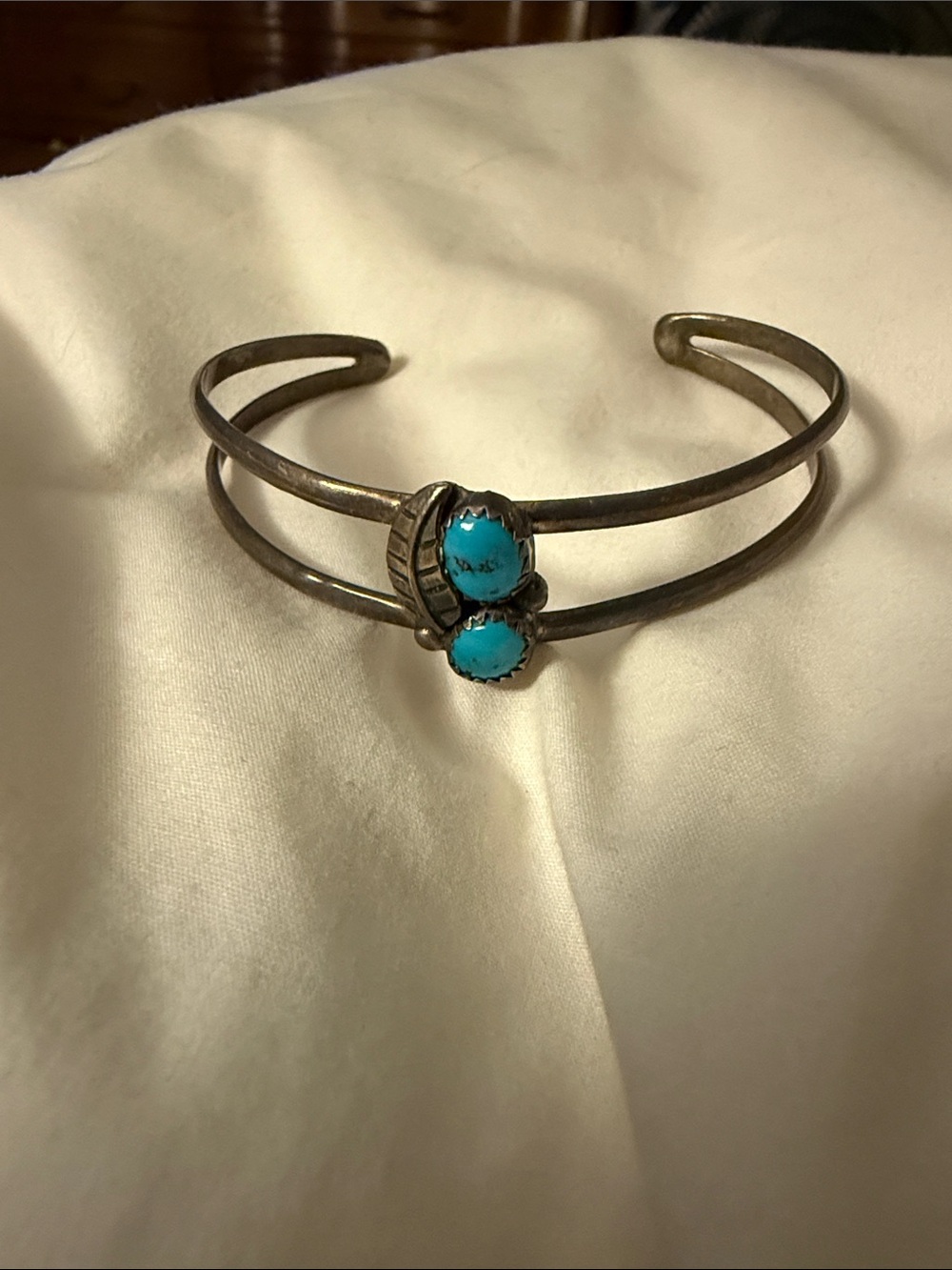 Sterling Silver Double-Band Turquoise Cuff Bracelet